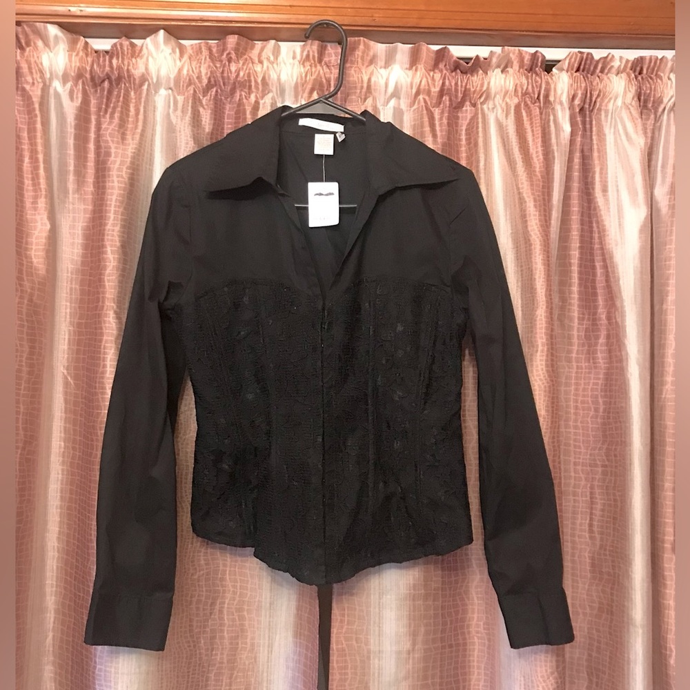 Charlotte Russe Black Lace Top Blouse Size L